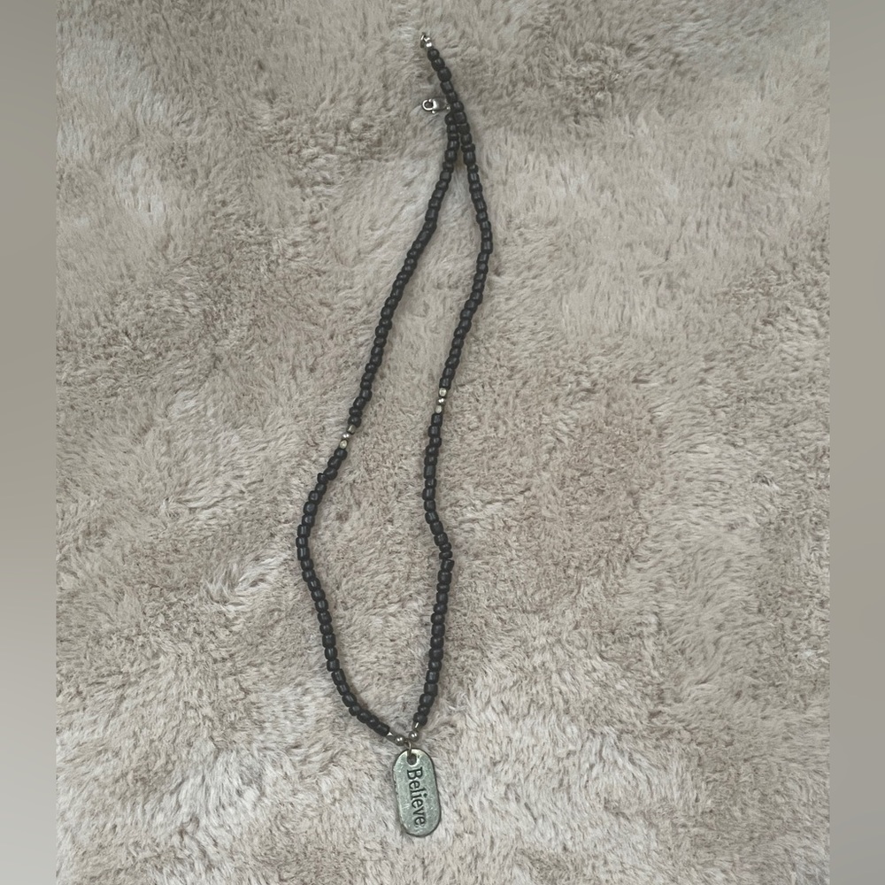 Black and Silver “Believe” Inspiration Necklace